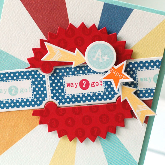 stamps:  teacher tickets, sketched shapes<br />
ink:  Pure Poppy, enchanted evening, aqua mist,...