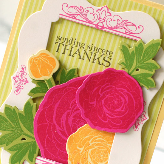 stamps:  boutique borders: thanks, cutting garden<br />
ink:  raspberry fizz, summer sunrise,...
