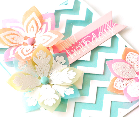 stamps:  round repeats, live love life, bigger blooms<br />
ink:  versamark, raspberry fizz,...