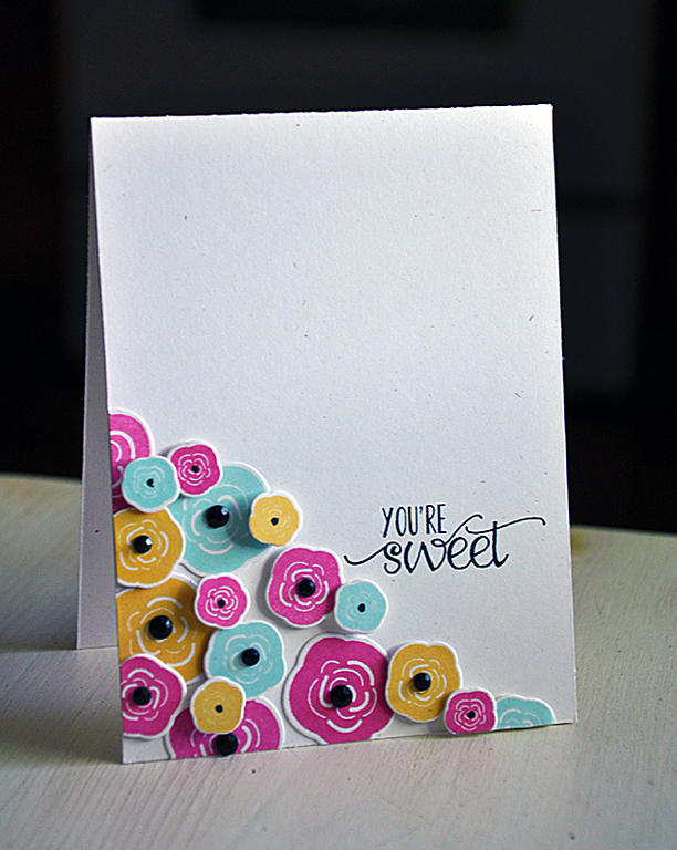 Stamps: Bigger Blooms &amp; Mini Blooms<br />
Ink: Raspberry Fizz, Spring Rain, Summer Sunrise...