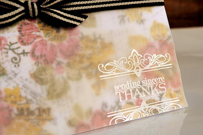 {Sincere Thanks} card<br />
<br />
Stamps - Boutique Borders: Thanks<br />
CS - White,...