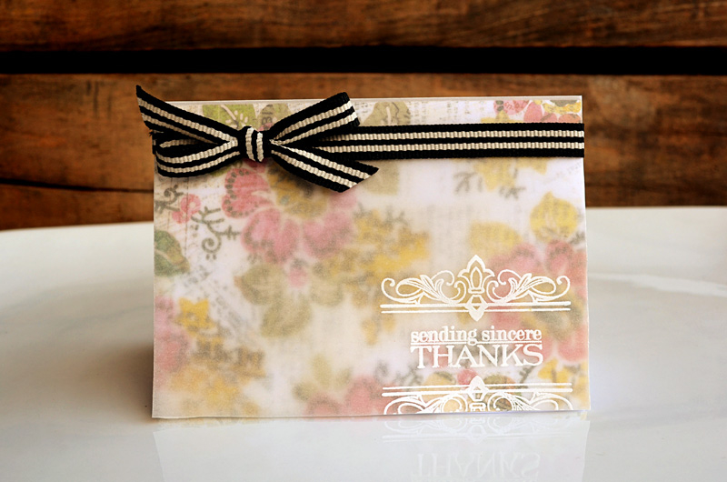 {Sincere Thanks} card<br />
<br />
Stamps - Boutique Borders: Thanks<br />
CS - White,...