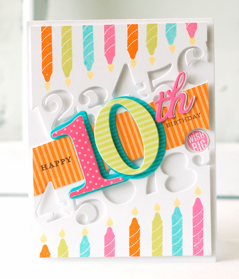 Stamps:  Inside &amp; Out: Birthday II, Bitty Background Blocks II, Wishes Come True<br />
Ink:...