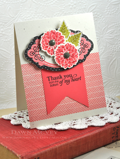 Paper: rustic cream, smokey shadow bitty dot<br />
Stamps: Delightful Dahlia Additions, Mat...