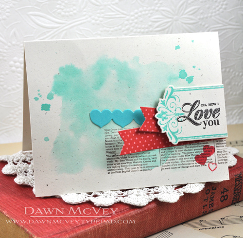 Paper: rustic cream, hawaiian shores, pure poppy bitty dot<br />
Stamps: Boutique Borders:...