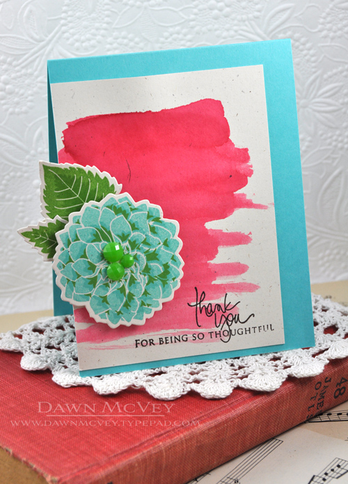Paper: rustic cream, hawaiian shores<br />
Stamps: Delightful Dahlia Additions, Signature...