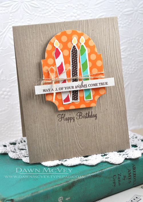 Paper: rustic cream, kraft, orange zest pattern pack<br />
Stamps: Wishes Come True<br />
Ink:...