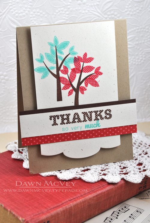 Paper: rustic cream, dark chocolate, pure poppy pattern pack, kraft<br />
Stamps: Polka Dot...