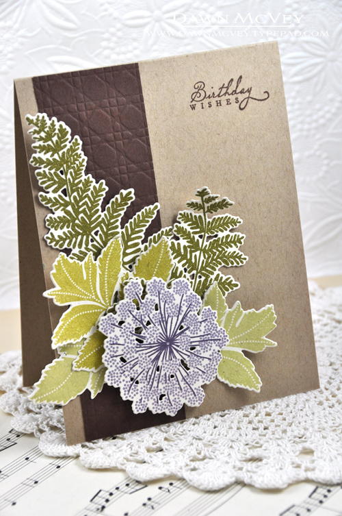 Paper: rustic cream, kraft, dark chocolate<br />
Stamps Meadow Greens<br />
Ink: ripe avocado,...