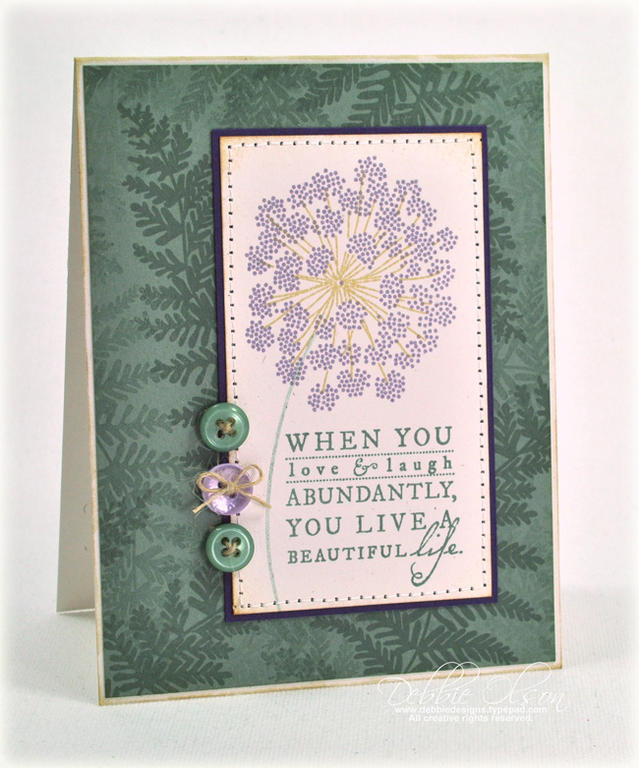Stamps: Meadow Greens<br />
Cardstock: Rustic White, Ocean Tides, Royal Velvet<br />
Ink:...