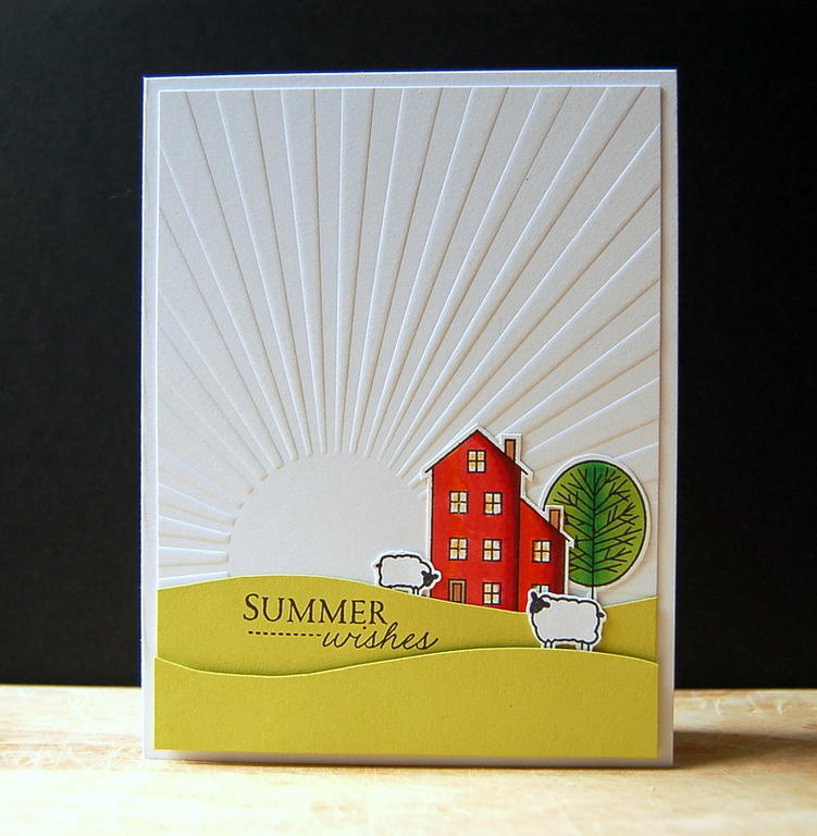 Cardstock: limeade ice, white<br />
Stamps: Summer Hills, Spring Hills<br />
Ink: Memento...