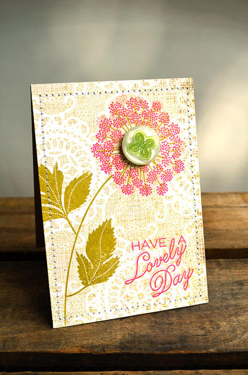 {Lovely Day} card <br />
<br />
Stamps - Meadow Greens, Scrolling Script<br />
CS - Kraft<br...