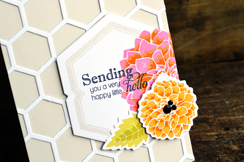 {Happy Hello} card <br />
<br />
Stamps - Delightful Dahlia Additions, Scrolling Script<br />...