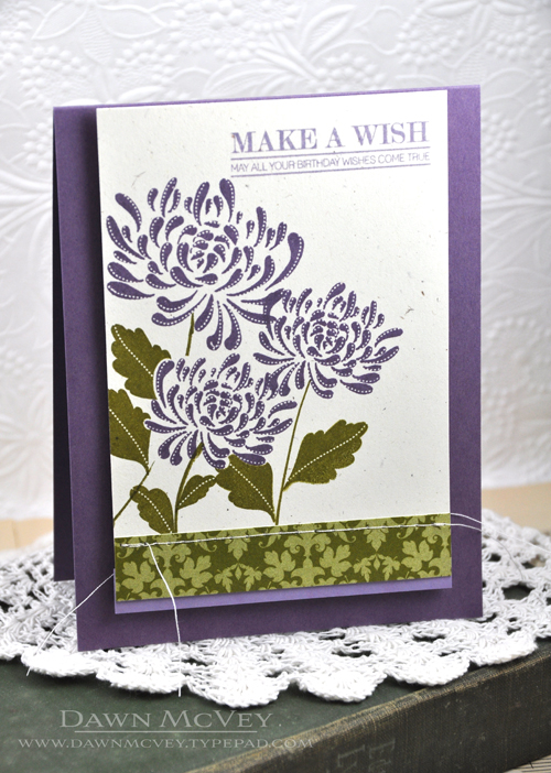 Paper: rustic cream, plum pudding, winter wisteria, ripe avocado pattern pack<br />
Stamps:...
