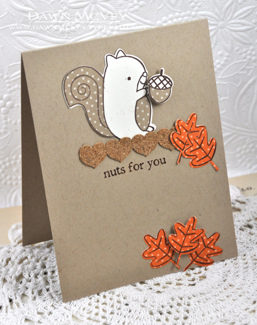 Paper: rustic cream, kraft, canyon clay, kraft pattern pack<br />
Stamps: Nuts for You<br />...