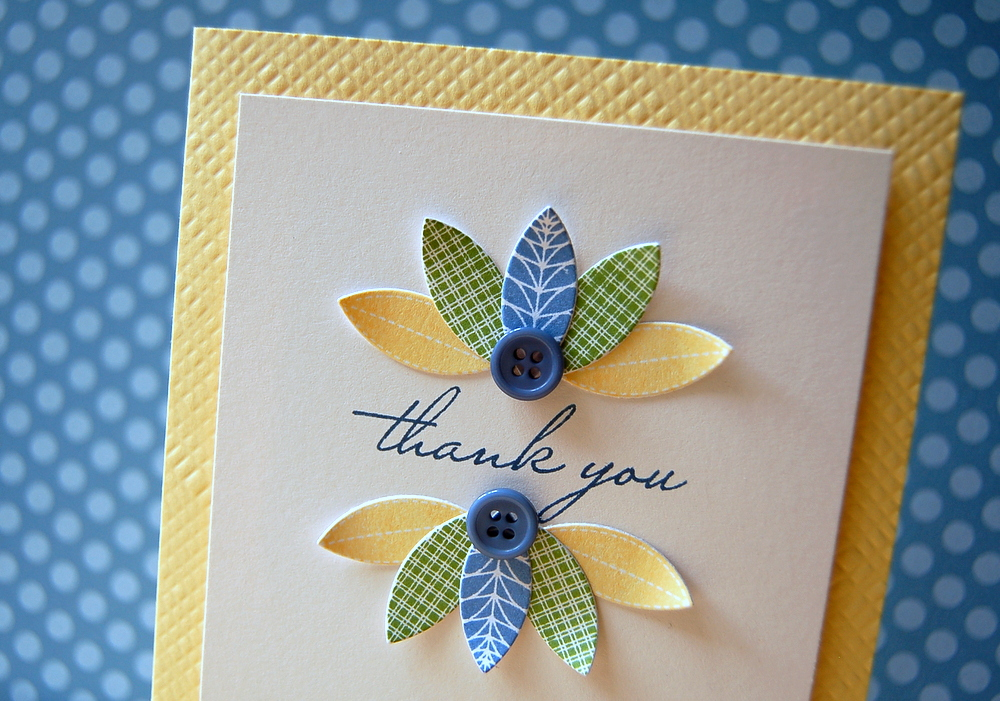 Cardstock: lemon tart, white<br />
Stamps: Mighty Oak, Inside &amp; Out Thank You<br />
Ink:...