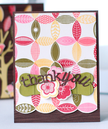 stamps: Mighty Oak, Ruby Rose, Autumn Pattern Pieces, BB: Woodgrain<br />
ink:  Hibiscus Burst,...