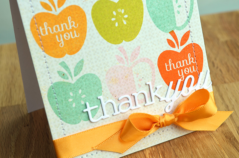 {Thank You} card<br />
<br />
Stamps - Apple Prints<br />
Die - Wonderful Words: Thank You<br...