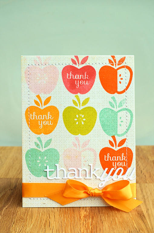 {Thank You} card<br />
<br />
Stamps - Apple Prints<br />
Die - Wonderful Words: Thank You<br...
