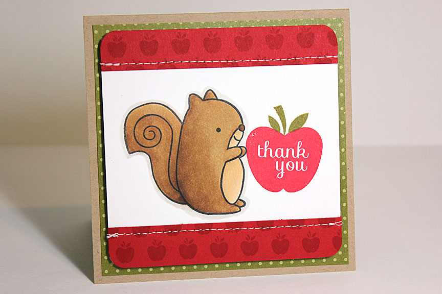 size: 4 1/4&quot; x 4 1/4&quot;<br />
<br />
stamps: Apple Prints, Nuts For You<br />
<br />...