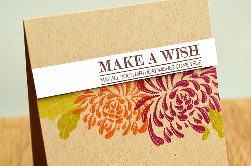 {Make a Wish card} card<br />
<br />
Stamps - Mum&#039;s the Word<br />
CS - Kraft, White<br...