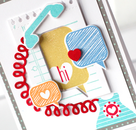 stamps:  Bubble Talk, Heart-2-Heart #4, School Time<br />
ink:  Limeade Ice, Pure Poppy, Aqua...