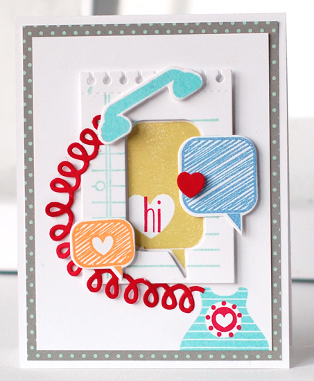 stamps:  Bubble Talk, Heart-2-Heart #4, School Time<br />
ink:  Limeade Ice, Pure Poppy, Aqua...