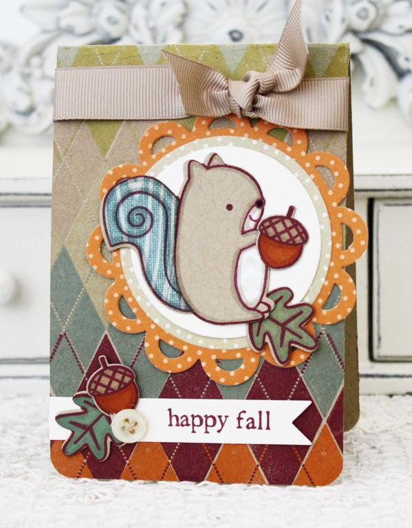 Papertrey Ink Supplies Used:<br />
Stamps:<br />
Nuts for You, Autumn Pattern Pieces<br />...