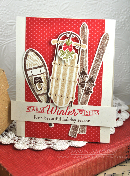 Paper: rustic cream, pure poppy pattern pack<br />
Stamps: Two Feet Deep<br />
Ink: dark...