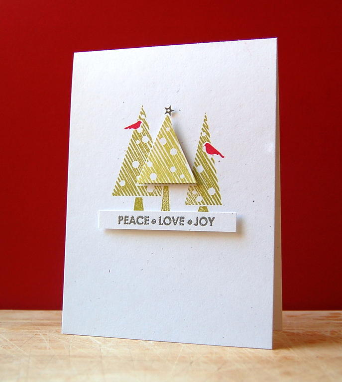 Cardstock: rustic white<br />
Stamps: Holiday Cheer, Through the Trees<br />
Ink: simply...