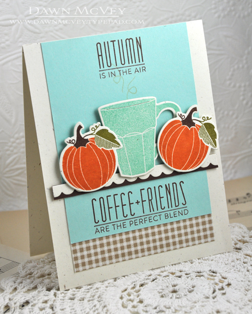 Paper: rustic cream, dark chocolate, aqua mist, kraft pattern pack<br />
Stamps:...