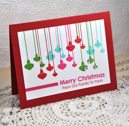 Paper: stamper&#039;s select white, pure poppy, raspberry fizz<br />
Stamps: Holiday Cheer<br...