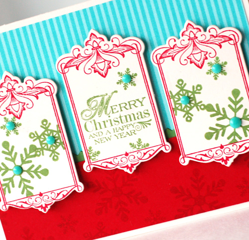 Stamps:  Boutique Borders: Christmas, Peace Be Still<br />
Ink:  Pure Poppy, New Leaf<br />...