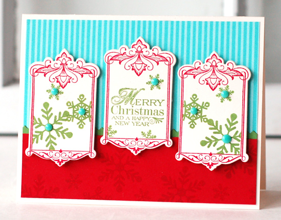 Stamps:  Boutique Borders: Christmas, Peace Be Still<br />
Ink:  Pure Poppy, New Leaf<br />...