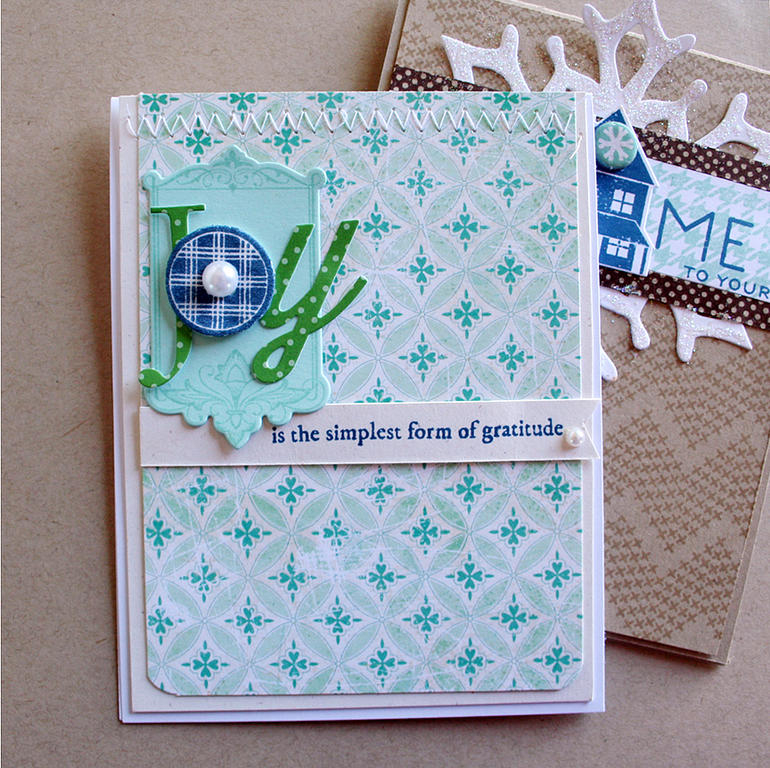 STAMPS: Wonderful Words: Joy, Boutique Borders: Christmas, Button Up <br />
INK: Enchanted...