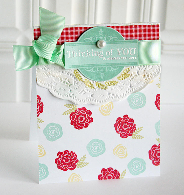 STAMPS: Boutique Borders: Thinking of You, Mini Blooms<br />
INK: Pure Poppy, Aqua Mist,...