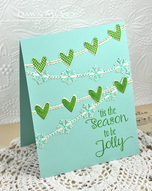 Paper: rustic cream, aqua mist<br />
Stamps: Confetti Garland Borders, &#039;Tis the Season<br...