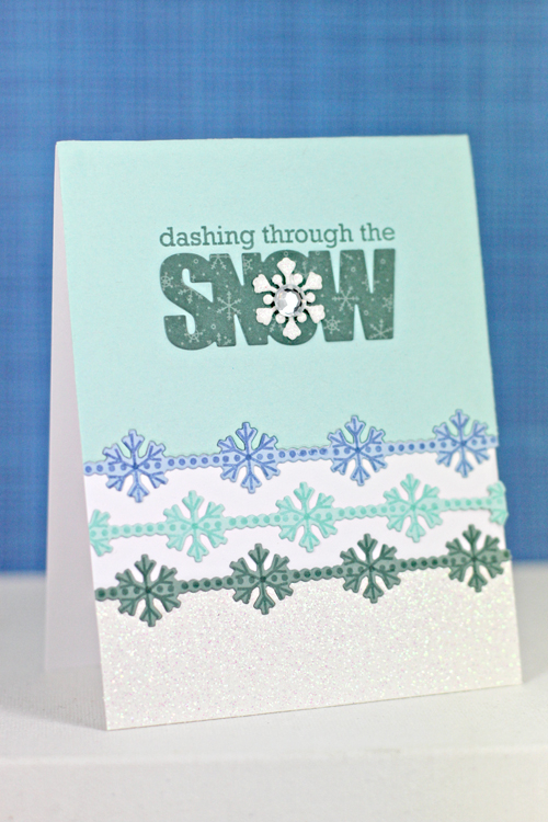 Stamps: Confetti Garland Borders, Wonderful Words: Snow<br />
Carstock: Aqua Mist, Spring Rain,...