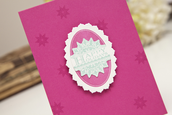 Supplies<br />
<br />
Stamps: 2013 Holiday Tags<br />
Ink: Raspberry Fizz, Aqua Mist<br />...