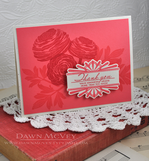 Paper: rustic cream, berry sorbet<br />
Stamps: Cutting Garden, Boutique Borders: Congrats<br...