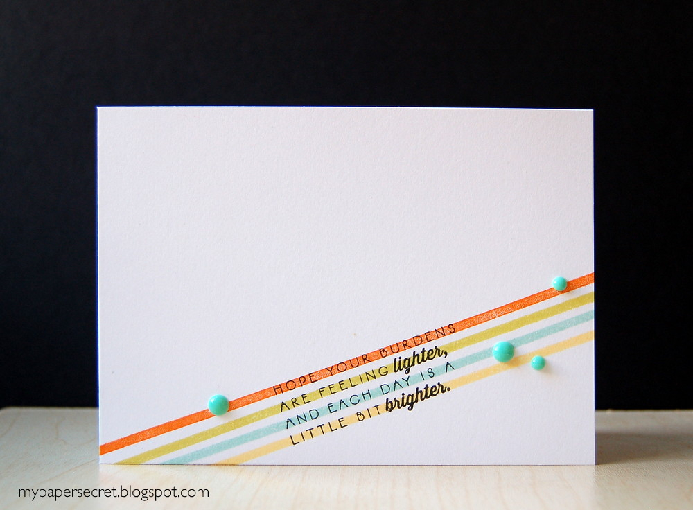 Cardstock: white<br />
Stamps: Inside &amp; Out Well Wishes, Background Basics: Super...