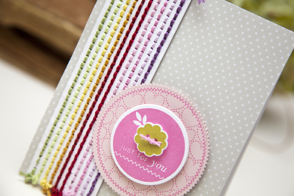 Supplies<br />
<br />
Stamps: Stitched With Love<br />
Ink: Hibiscus Burst, Pure Poppy, Aqua...