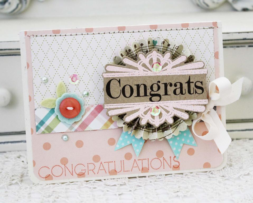 Papertrey Ink Supplies Used:<br />
Stamps:<br />
Boutique Borders:  Congrats and...