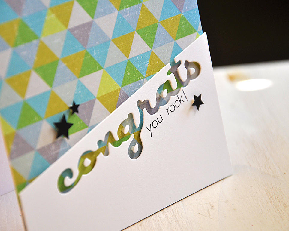 Stamps: Wonderful Words: Congrats<br />
Ink: True Black<br />
Cardstock: White<br />
Pattern...
