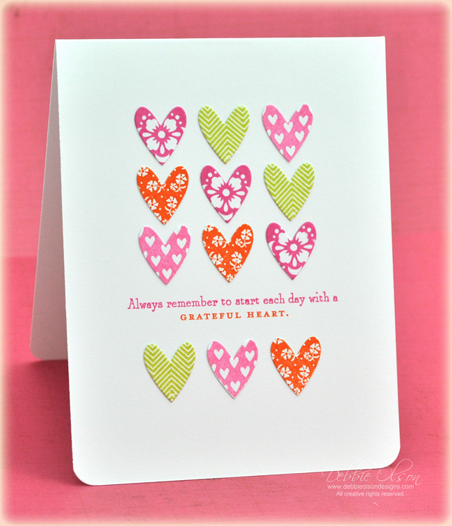 Stamps: Happy Heart<br />
Cardstock: Stampers Select White<br />
Ink: Raspberry Fizz, Orange...