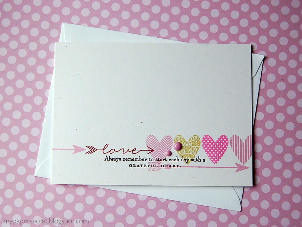 Cardstock: rustic white<br />
Stamps: Happy Hearts<br />
Ink: scarlet jewel, hibiscus burst,...