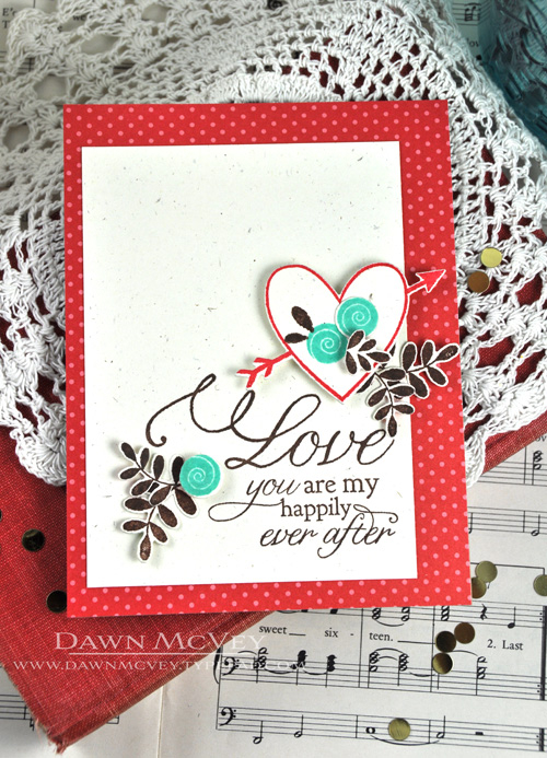 Paper: rustic cream, pure poppy bitty dot<br />
Stamps: The Best is Yet to Be<br />
Ink: dark...