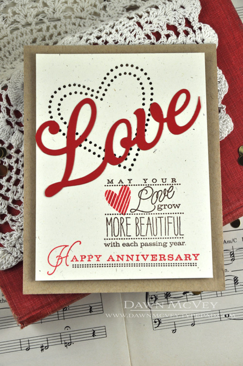 Paper: rustic cream, kraft, pure poppy<br />
Stamps: Inside &amp; Out: Love<br />
Ink: dark...