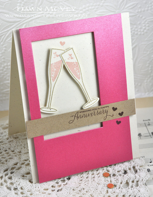 Paper: rustic cream, kraft, raspberry shimmer <br />
Stamps: Propose a Toast<br />
Ink:...