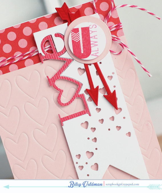 stamps: wonderful words: love, live, love, life, cupids arrow<br />
ink:  pure poppy, hibiscus...